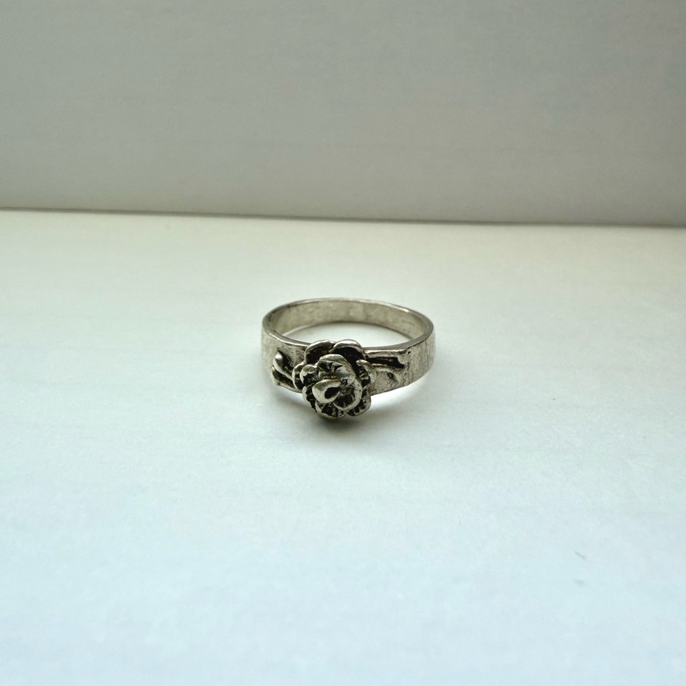 Vintage Sterling Silver Ring- Rose Flower